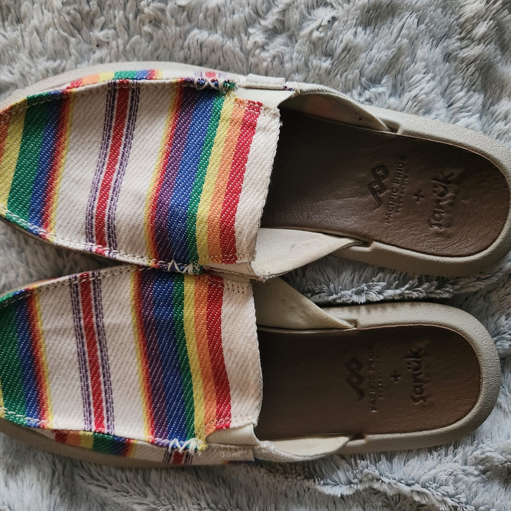 Rainbow Striped Canvas Slip-Ons